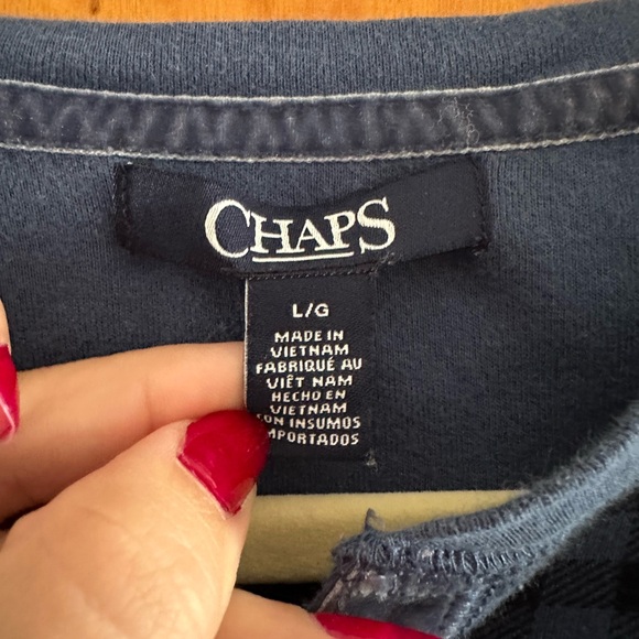 Chaps Checkered Black and Blue Top - Picture 2 of 5